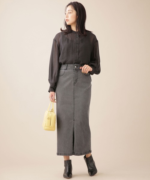 NANO universe（ナノユニバース）の「WEB限定/ハイウエストタイトデニムスカート（デニムスカート・レディース・ホワイト/ネイビー/グレー/ブルー・38/36）」の11枚目の写真