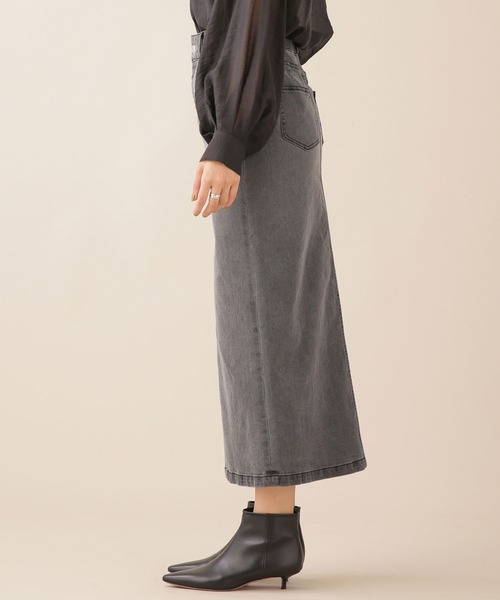 NANO universe（ナノユニバース）の「WEB限定/ハイウエストタイトデニムスカート（デニムスカート・レディース・ホワイト/ネイビー/グレー/ブルー・38/36）」の14枚目の写真