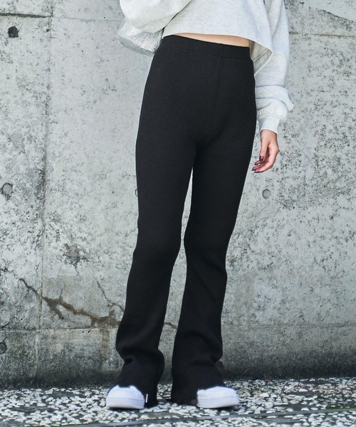 Snap club(スナップクラブ)の「【Snap club】ダメージリブニットフレアパンツ(その他パンツ・レディース・ブラック/レッド/オレンジ/グリーン/オフホワイト/チャコールグレー/ピンク/ブルー・FREE)」の17枚目の写真