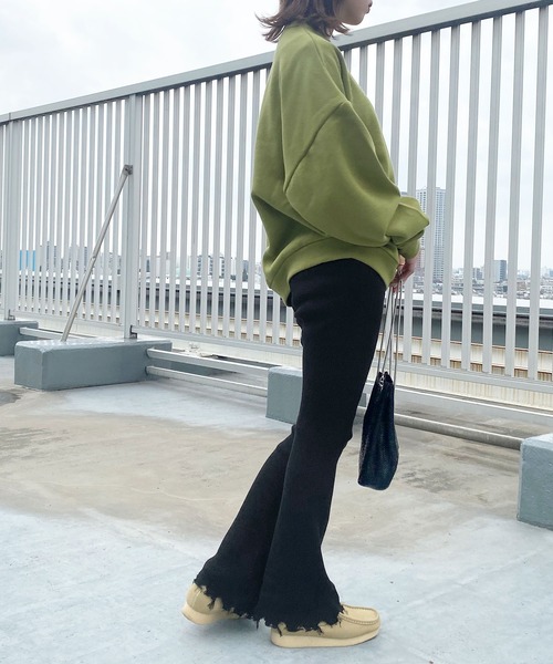 Snap club(スナップクラブ)の「【Snap club】ダメージリブニットフレアパンツ(その他パンツ・レディース・ブラック/レッド/オレンジ/グリーン/オフホワイト/チャコールグレー/ピンク/ブルー・FREE)」の14枚目の写真