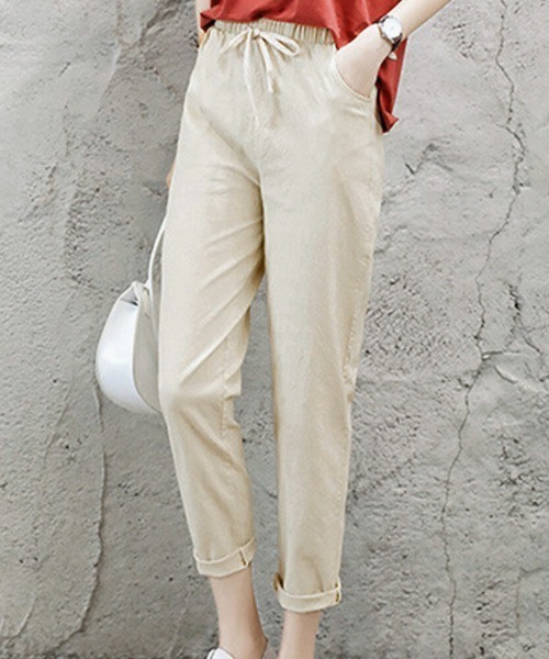 SFW(エスエフダブリュー)の「綿麻 ストレートパンツ(その他パンツ・レディース・ホワイト/ライトグレー/ライトブルー/ブラック/ベージュ/ネイビー/ライム/グリーン/テラコッタ・LL)」の5枚目の写真