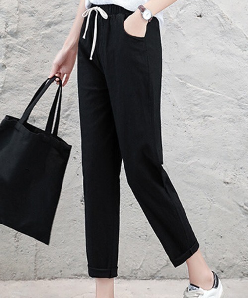 SFW(エスエフダブリュー)の「綿麻 ストレートパンツ(その他パンツ・レディース・ホワイト/ライトグレー/ライトブルー/ブラック/ベージュ/ネイビー/ライム/グリーン/テラコッタ・LL)」の2枚目の写真