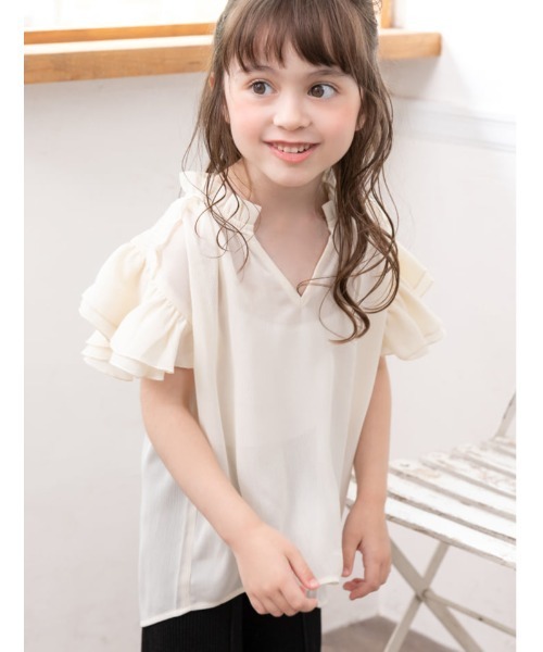 BABY THE STARS SHINE BRIGHT リボンタイ付シフォン風ブラウス 白