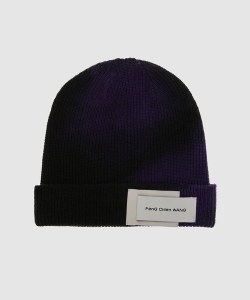 Feng Chen Wang(フェン・チェン・ワン)の「NATURAL DYE WOOLLY HAT(ニットキャップ/ビーニー・メンズ・ブラック×パープル・ONESIZE)」の1枚目の写真
