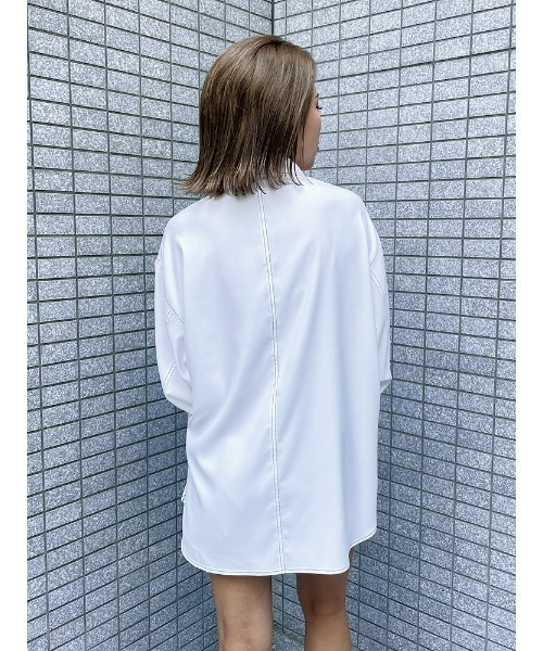 ENVYM（アンビー）の「ビッグカラーステッチＳＨ（シャツ/ブラウス・レディース・ホワイト/ブラック/マルチ・FREE）」の8枚目の写真