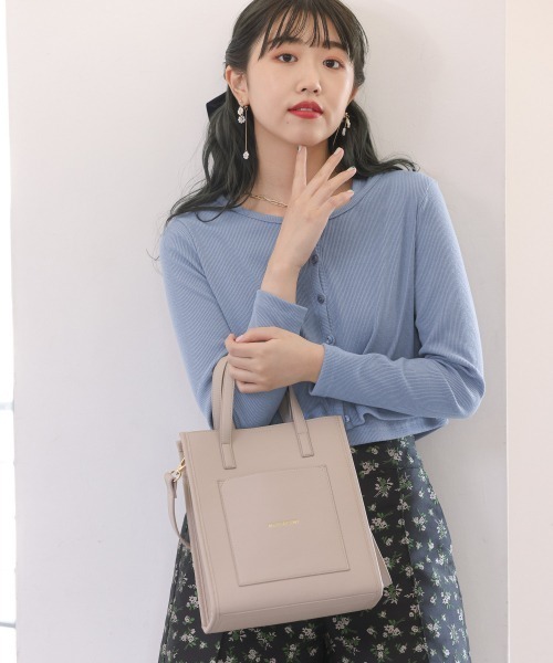 Me%（ミィパーセント）の「スクエアパイピングショルダー（ショルダーバッグ・レディース・ブラック/ダークブラウン/ベージュ/サックスブルー/イエロー・FREE）」の18枚目の写真