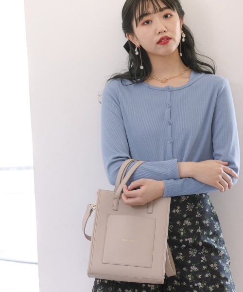Me%（ミィパーセント）の「スクエアパイピングショルダー（ショルダーバッグ・レディース・ブラック/ダークブラウン/ベージュ/サックスブルー/イエロー・FREE）」の19枚目の写真