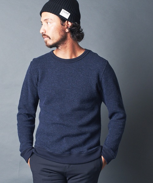 Magine(マージン)の「CTN/W TUCK W FACE C/N KNIT SAWL/S コットン・ウール Wフェイス ニットソー クルーネック ロングスリーブ(Tシャツ/カットソー・メンズ・オリーブ/キャメル/ネイビー/オフホワイト・44/46/48)」の4枚目の写真