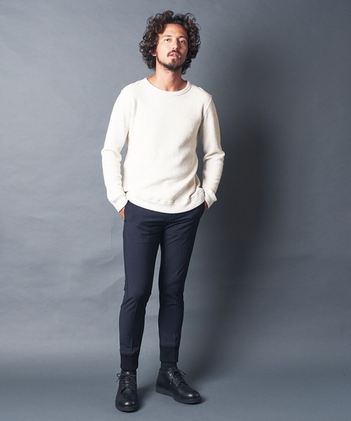 Magine(マージン)の「CTN/W TUCK W FACE C/N KNIT SAWL/S コットン・ウール Wフェイス ニットソー クルーネック ロングスリーブ(Tシャツ/カットソー・メンズ・オリーブ/キャメル/ネイビー/オフホワイト・44/46/48)」の14枚目の写真