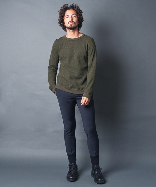 Magine(マージン)の「CTN/W TUCK W FACE C/N KNIT SAWL/S コットン・ウール Wフェイス ニットソー クルーネック ロングスリーブ(Tシャツ/カットソー・メンズ・オリーブ/キャメル/ネイビー/オフホワイト・44/46/48)」の16枚目の写真