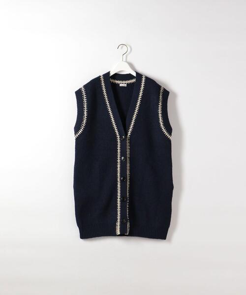 Steven Alan（スティーブンアラン）の「＜Steven Alan＞WOOL LONG KNIT VEST/ベスト（ニット/セーター・レディース・ネイビー/ブラウン・FREE）」の8枚目の写真