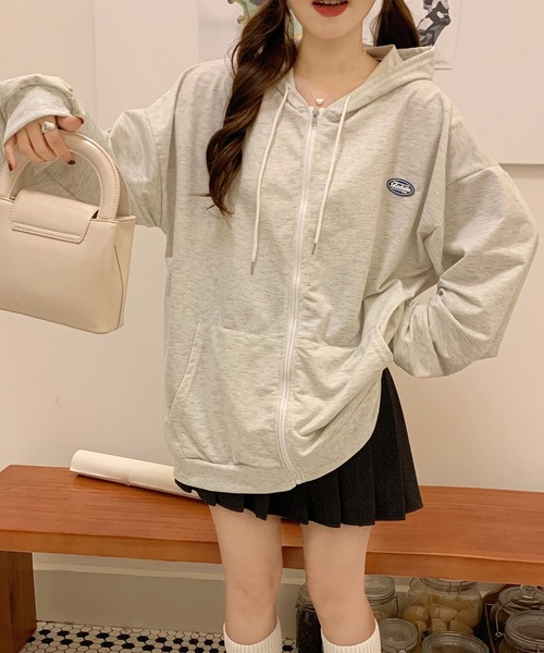 DEVICE(デバイス)の「オーバーサイズ ルーズデザイン フーディ スウェット パーカー(パーカー・レディース・ブラック/グレー/ベージュ・FREE)」の3枚目の写真