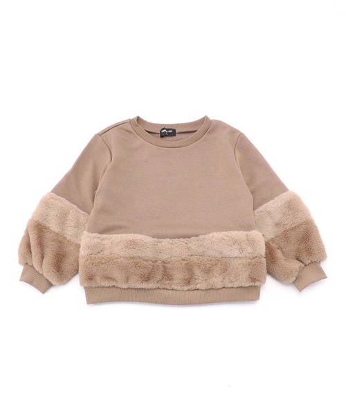 COMME CA ISM（コムサイズム）の「フェイクファー　トレーナー（スウェット・キッズ・ベージュ/モカ・110cm/100cm/120cm/130cm/140cm/150cm）」の3枚目の写真