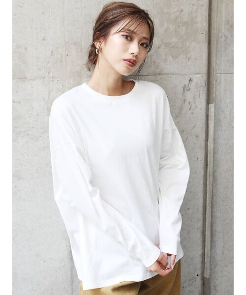MURUA（ムルーア）の「ルーズシルエットロングスリーブTee（Tシャツ/カットソー・レディース・ホワイト/ダークグレー/モカ・FREE）」の4枚目の写真