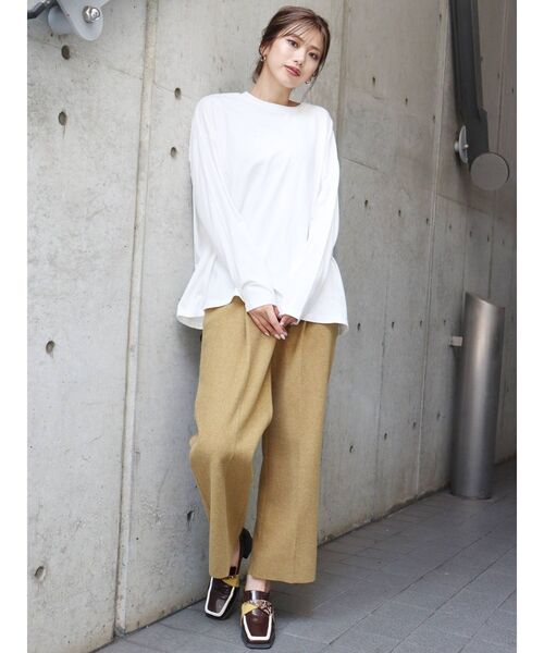 MURUA（ムルーア）の「ルーズシルエットロングスリーブTee（Tシャツ/カットソー・レディース・ホワイト/ダークグレー/モカ・FREE）」の13枚目の写真