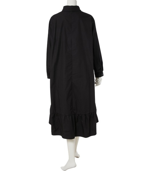 fifth calin（フィフスカラン）の「前後差裾デザインシャツワンピース（ワンピース・レディース・カーキ/ブラック・MEDIUM）」の6枚目の写真