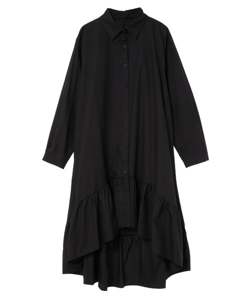 fifth calin（フィフスカラン）の「前後差裾デザインシャツワンピース（ワンピース・レディース・カーキ/ブラック・MEDIUM）」の5枚目の写真