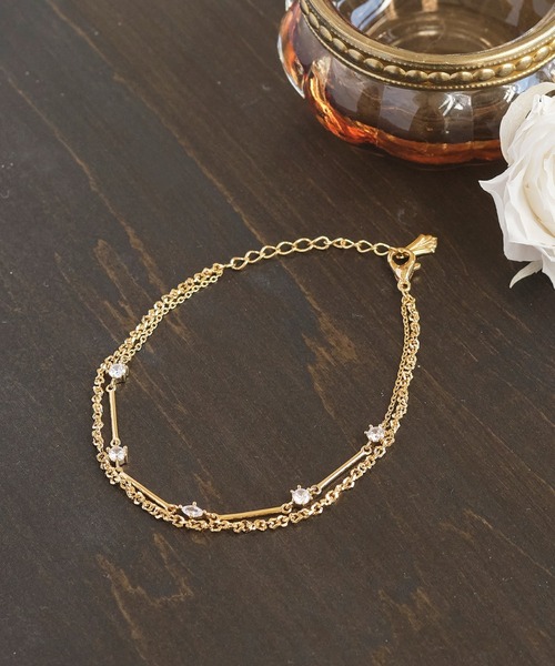 Phoebe（フィービィー）の「2ラインスキップビジューブレスレット（ブレスレット・レディース・イエローゴールド・FREE）」の4枚目の写真