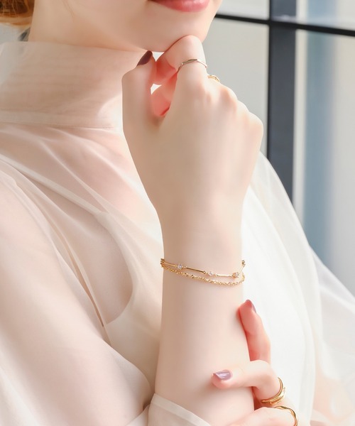 Phoebe（フィービィー）の「2ラインスキップビジューブレスレット（ブレスレット・レディース・イエローゴールド・FREE）」の3枚目の写真