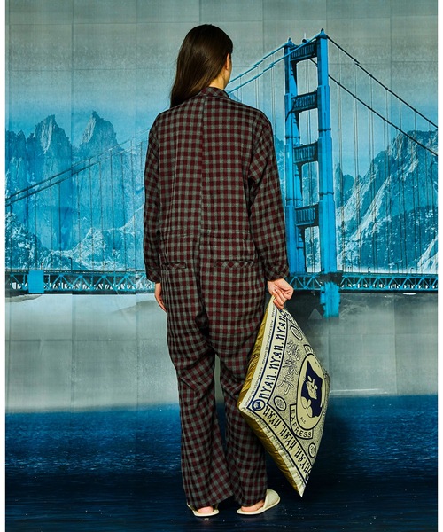 AlexanderLeeChang（アレキサンダーリーチャン）の「CHECK ALL IN ONE 21（サロペット/オーバーオール・メンズ・ブラウン/ブルー/バーガンディー・2/3）」の4枚目の写真