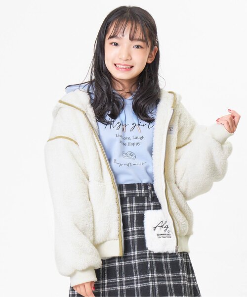 algy（アルジー）の「パイピングボアパーカー（パーカー・キッズ・アイボリー/ベージュ/サックスブルー・MEDIUM/XX-SMALL/X-SMALL/XXX-SMALL/SMALL）」の2枚目の写真