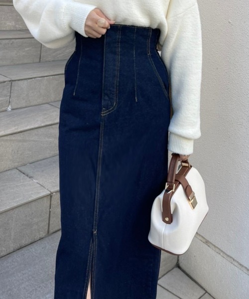 one after another NICE CLAUP(ワンアフターアナザーナイスクラップ)の「美シルエットでスタイルアップして履ける。ハイウエストタイトスカート(スカート・レディース・ブラック/アイボリー/ダークインディゴブルー/ブラウン系その他・SMALL/MEDIUM)」の10枚目の写真