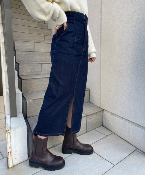 one after another NICE CLAUP(ワンアフターアナザーナイスクラップ)の「美シルエットでスタイルアップして履ける。ハイウエストタイトスカート(スカート・レディース・ブラック/アイボリー/ダークインディゴブルー/ブラウン系その他・SMALL/MEDIUM)」の19枚目の写真