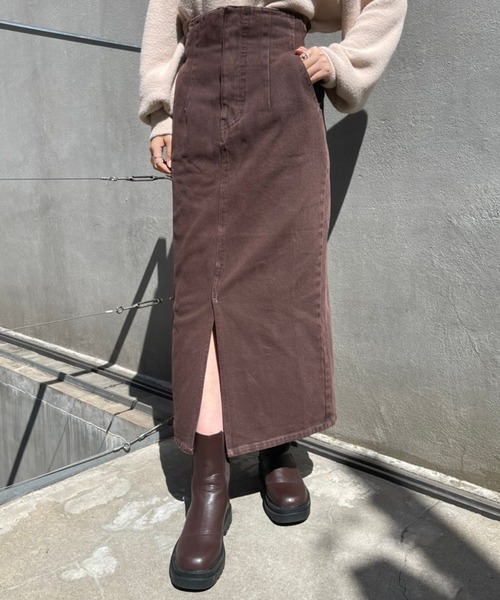 one after another NICE CLAUP(ワンアフターアナザーナイスクラップ)の「美シルエットでスタイルアップして履ける。ハイウエストタイトスカート(スカート・レディース・ブラック/アイボリー/ダークインディゴブルー/ブラウン系その他・SMALL/MEDIUM)」の6枚目の写真