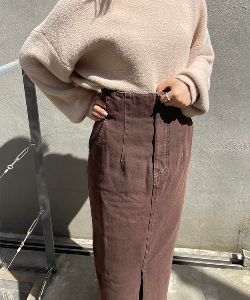 one after another NICE CLAUP(ワンアフターアナザーナイスクラップ)の「美シルエットでスタイルアップして履ける。ハイウエストタイトスカート(スカート・レディース・ブラック/アイボリー/ダークインディゴブルー/ブラウン系その他・SMALL/MEDIUM)」の9枚目の写真