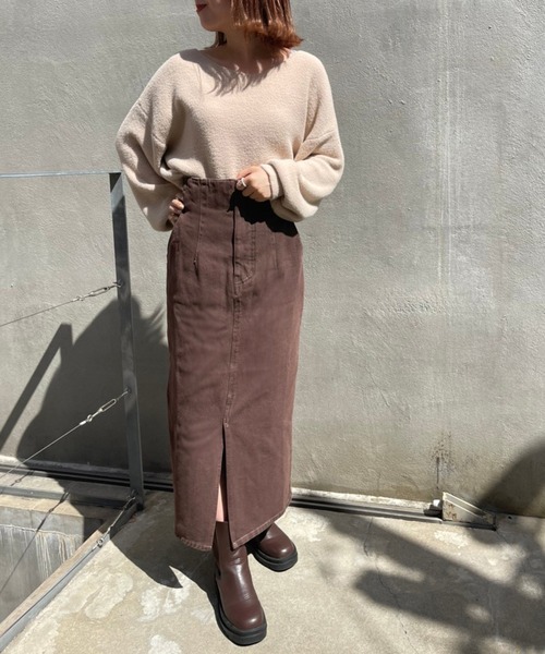 one after another NICE CLAUP(ワンアフターアナザーナイスクラップ)の「美シルエットでスタイルアップして履ける。ハイウエストタイトスカート(スカート・レディース・ブラック/アイボリー/ダークインディゴブルー/ブラウン系その他・SMALL/MEDIUM)」の17枚目の写真