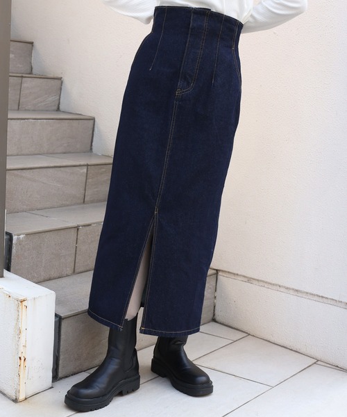 one after another NICE CLAUP(ワンアフターアナザーナイスクラップ)の「美シルエットでスタイルアップして履ける。ハイウエストタイトスカート(スカート・レディース・ブラック/アイボリー/ダークインディゴブルー/ブラウン系その他・SMALL/MEDIUM)」の7枚目の写真