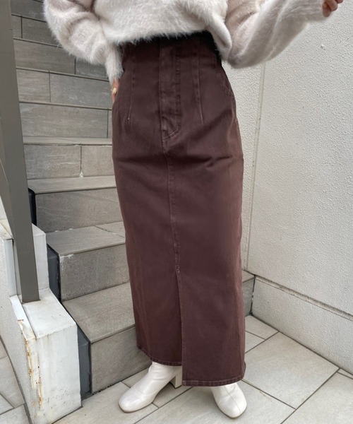 one after another NICE CLAUP(ワンアフターアナザーナイスクラップ)の「美シルエットでスタイルアップして履ける。ハイウエストタイトスカート(スカート・レディース・ブラック/アイボリー/ダークインディゴブルー/ブラウン系その他・SMALL/MEDIUM)」の12枚目の写真