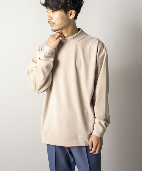 GLOSTER（グロスター）の「【GLOSTER/グロスター】ミリタリースムース モックネックカットソー（Tシャツ/カットソー・メンズ・ベージュ/チャコールグレー/アイボリー・LARGE/MEDIUM）」の3枚目の写真