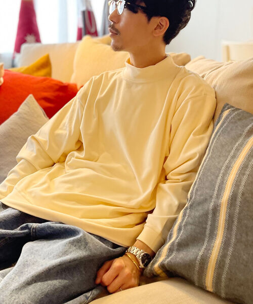 GLOSTER（グロスター）の「【GLOSTER/グロスター】ミリタリースムース モックネックカットソー（Tシャツ/カットソー・メンズ・ベージュ/チャコールグレー/アイボリー・LARGE/MEDIUM）」の4枚目の写真