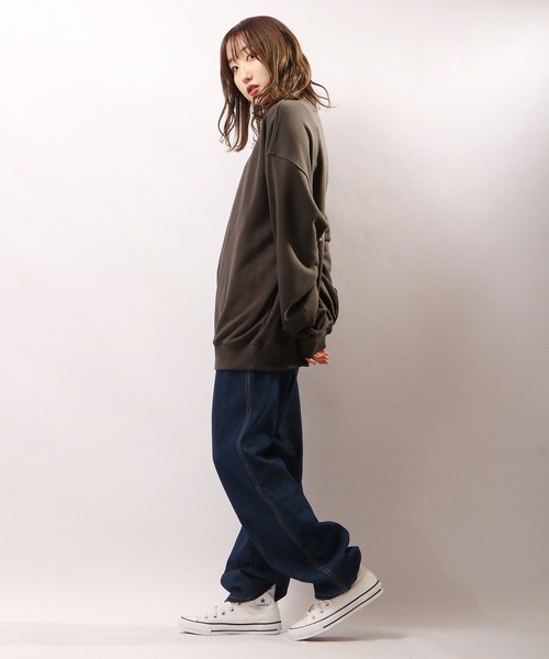 VISION STREET WEAR（ヴィジョンストリートウェア）の「VISION STREET WEAR 恐竜＆スケボー刺繍 裏毛クルーネックスウェットトレーナー（スウェット・メンズ・ホワイト/チャコール/パープル/チャコールグレー/アイボリー/グリーン・M/LL/L）」の18枚目の写真