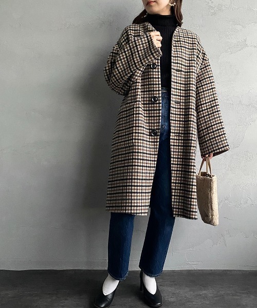 LE GLAZIK（ルグラジック）の「[LE GLAZIK/ル グラジック] リバーシブル ノーカラーウールコート（ノーカラーコート・レディース・ブラック/ベージュ・36）」の6枚目の写真