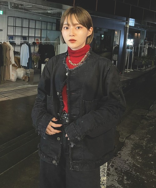 EDWIN（エドウィン）の「【ZOZO限定】　Nocty×EDWINコラボ　フリンジワイドフレアパンツ（デニムパンツ・メンズ・ブラック/グレー・SMALL/LARGE/MEDIUM）」の13枚目の写真