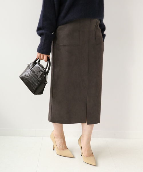 Simplicite（サンプリシテ）の「フェイクスエード タイトスカート◆（スカート・レディース・チャコールグレー/ブラウン/ベージュ・SMALL/MEDIUM）」の2枚目の写真
