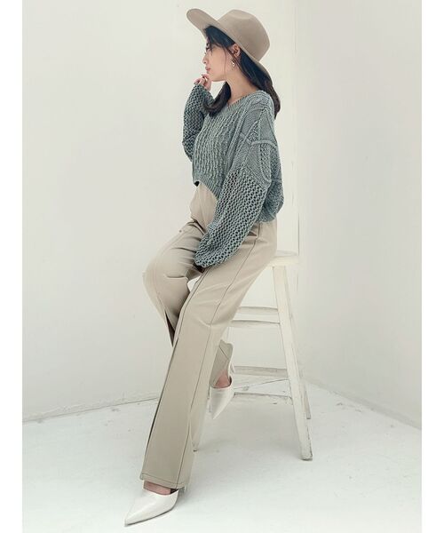 GYDA（ジェイダ）の「【セットアップ着用可】HEMスリット ポンチパンツ（その他パンツ・レディース・パープル/ベージュ・FREE）」の4枚目の写真