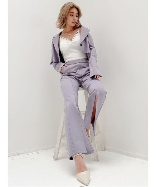 GYDA（ジェイダ）の「【セットアップ着用可】HEMスリット ポンチパンツ（その他パンツ・レディース・パープル/ベージュ・FREE）」の8枚目の写真