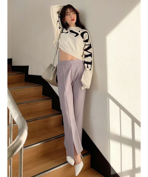 GYDA（ジェイダ）の「【セットアップ着用可】HEMスリット ポンチパンツ（その他パンツ・レディース・パープル/ベージュ・FREE）」の11枚目の写真