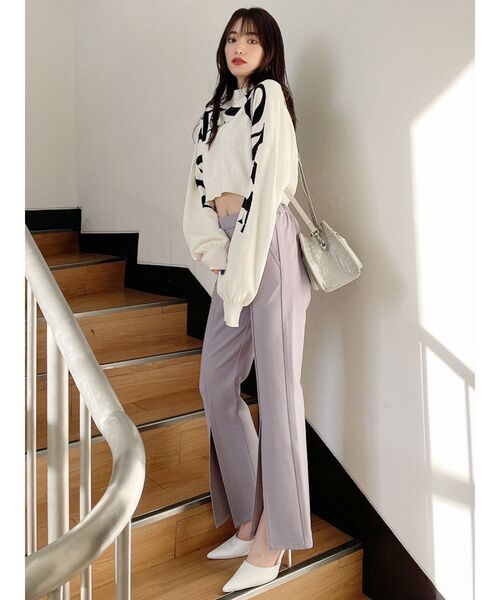 GYDA（ジェイダ）の「【セットアップ着用可】HEMスリット ポンチパンツ（その他パンツ・レディース・パープル/ベージュ・FREE）」の13枚目の写真