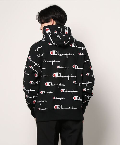 Champion(チャンピオン)の「【W】【it】【UT13】【Champion】REVERSE WEAVE P/O HOOD ALL OVER PRINT(パーカー・メンズ・ブラック/グレー・SMALL/MEDIUM/LARGE)」の4枚目の写真