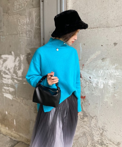 deux amour（ドゥーザムール）の「フリルハンドルミニボストンバッグ（ハンドバッグ・レディース・グリーン/ブラック/ブラウン・FREE）」の5枚目の写真