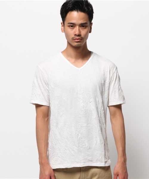 HAMNETT（ハムネット）の「【HAMNETT】 ワッシャ―T / VネックTシャツ（Tシャツ/カットソー・メンズ・ホワイト/ネイビー/レッド・L/M/S）」の8枚目の写真