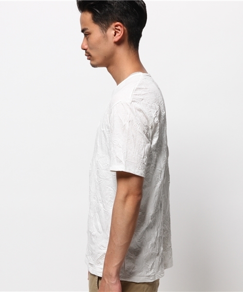 HAMNETT（ハムネット）の「【HAMNETT】 ワッシャ―T / VネックTシャツ（Tシャツ/カットソー・メンズ・ホワイト/ネイビー/レッド・L/M/S）」の9枚目の写真