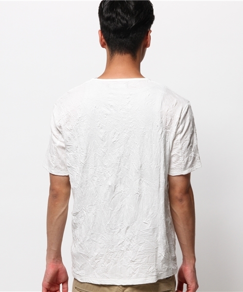 HAMNETT（ハムネット）の「【HAMNETT】 ワッシャ―T / VネックTシャツ（Tシャツ/カットソー・メンズ・ホワイト/ネイビー/レッド・L/M/S）」の10枚目の写真