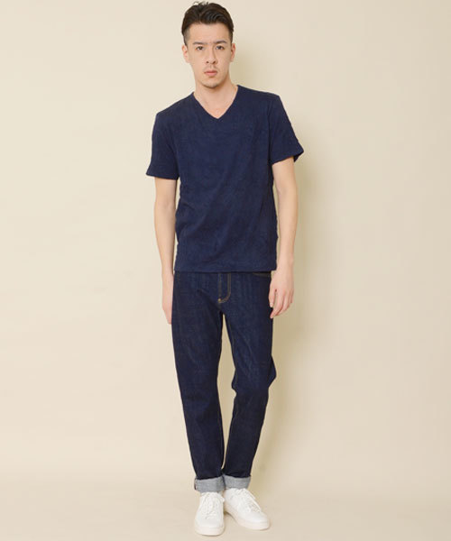 HAMNETT（ハムネット）の「【HAMNETT】 ワッシャ―T / VネックTシャツ（Tシャツ/カットソー・メンズ・ホワイト/ネイビー/レッド・L/M/S）」の12枚目の写真