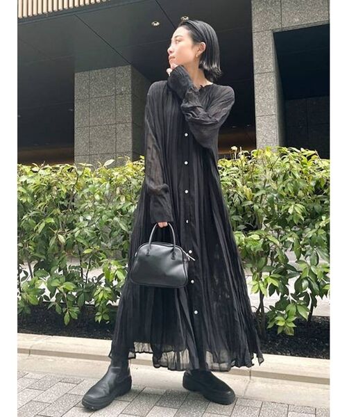 Ungrid（アングリッド）の「2wayワッシャーロングワンピース（ワンピース・レディース・ブラック/オフホワイト/ミント・FREE）」の4枚目の写真