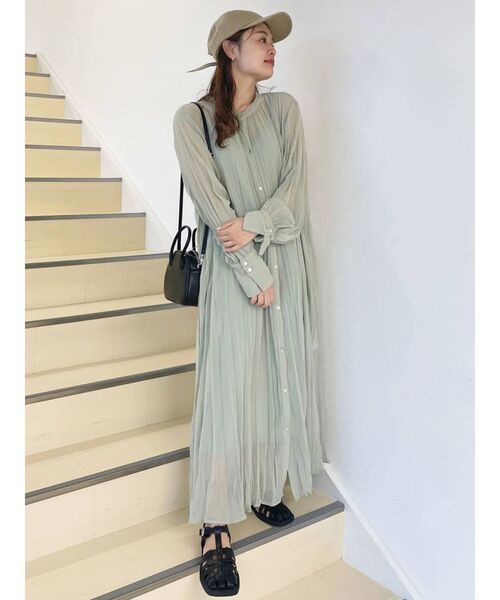 Ungrid（アングリッド）の「2wayワッシャーロングワンピース（ワンピース・レディース・ブラック/オフホワイト/ミント・FREE）」の10枚目の写真